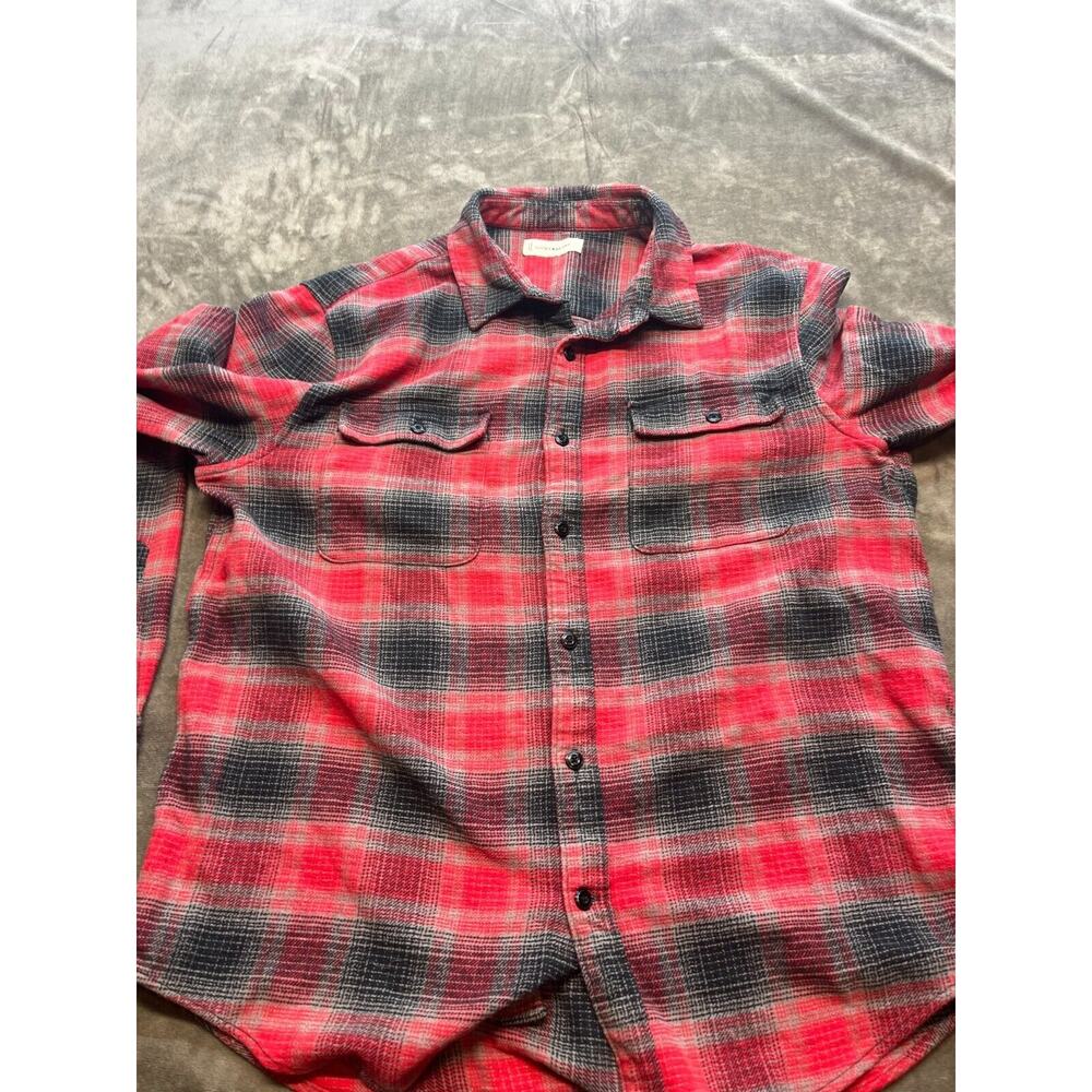 Lucky Brand Shirt Mens Large Red Plaid Long Sleeve Button Up